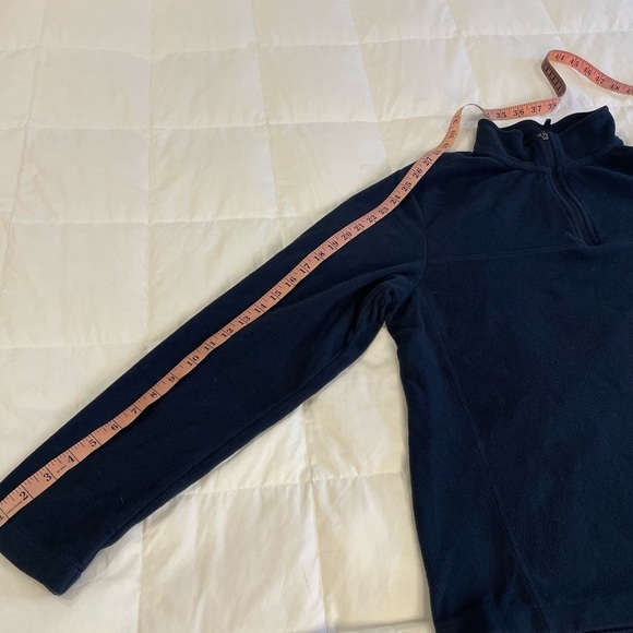 Lands’ End Men’s 3 Quarter Zip Fleece Jacket Pullover.  Navy Blue.  Size Medium - Picture 5 of 12